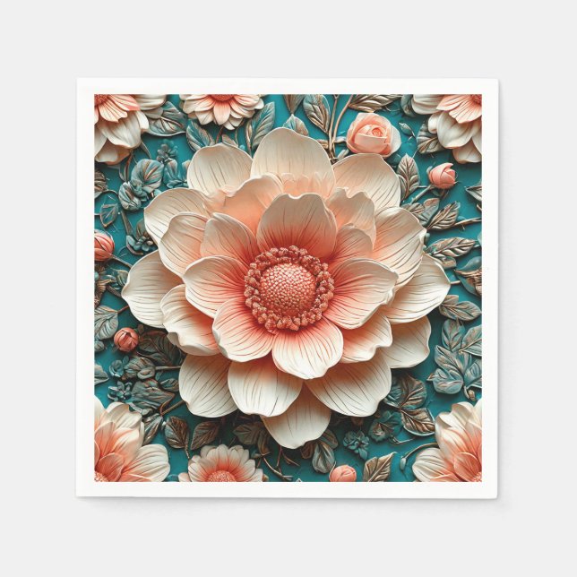 Artistic 3D Floral Arrangement Napkin (Front)