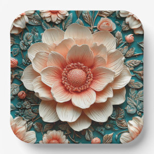 Artistic 3D Floral Arrangement Paper Plate