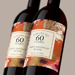 Artistic Abstract Boho Colourful 60th Birthday Wine Label<br><div class="desc">Celebrate an important milestone birthday with this colourful contemporary design in a bold abstract painted texture of orange, gold, red, burgundy, navy and ivory. Sophisticated and bohemian, the colours are a wonderful choice for an artist's or creative person's celebration. A text template is included to personalise the text with your...</div>
