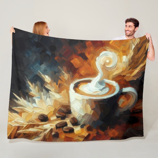 Artistic Abstract Coffee Cup Fleece Blanket (In Situ)