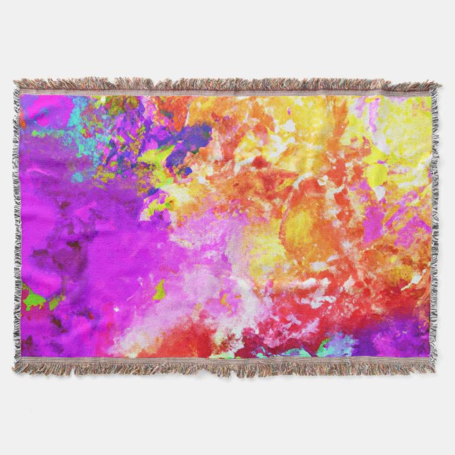 Artistic Abstract Colour Explosions Throw Blanket (Front)