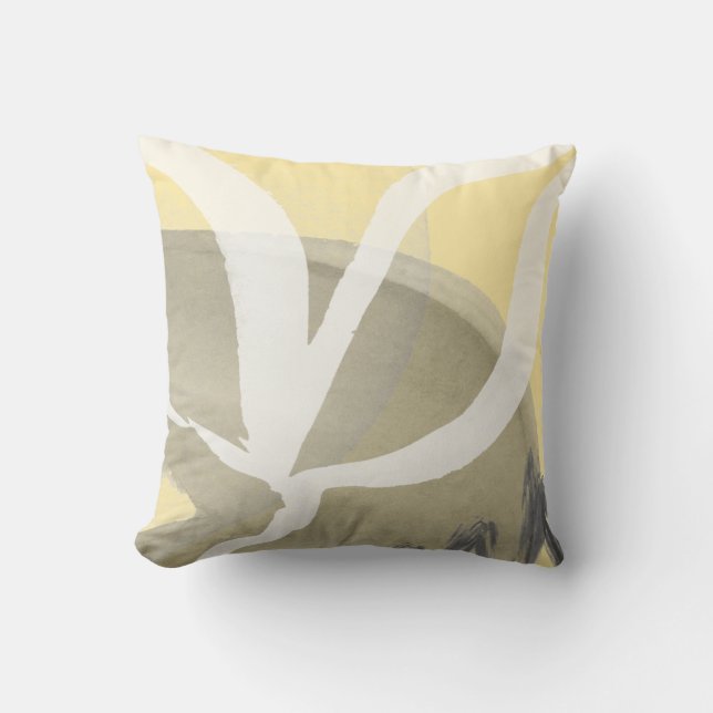 Artistic Abstract Design | Yellow Grey & White Cushion (Front)
