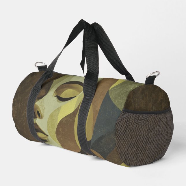 Artistic Abstract Face Design Duffel Bag (Right Corner)