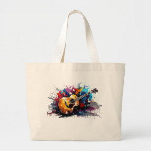 Artistic Abstract Guitar Music Lover's Art Large Tote Bag