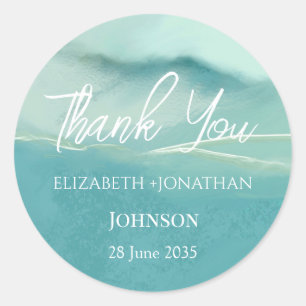 Artistic Abstract Landscape Wedding Thank You Classic Round Sticker