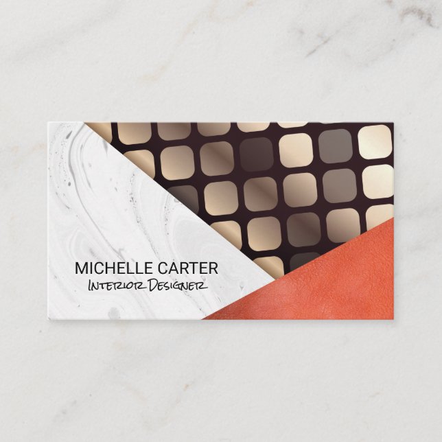Artistic Abstract | Leather | Metallic Patterns Business Card (Front)