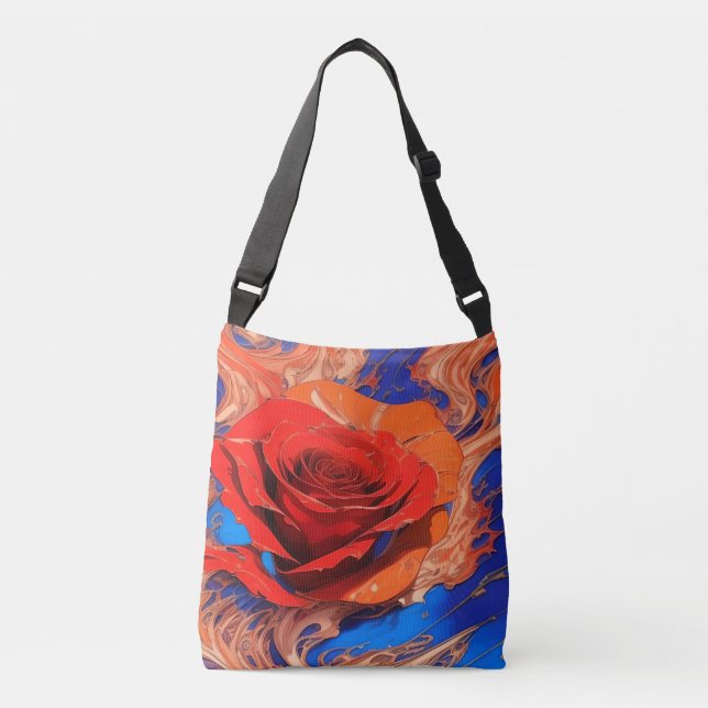 Artistic Abstract Marbled Rose  Crossbody Bag (Front)