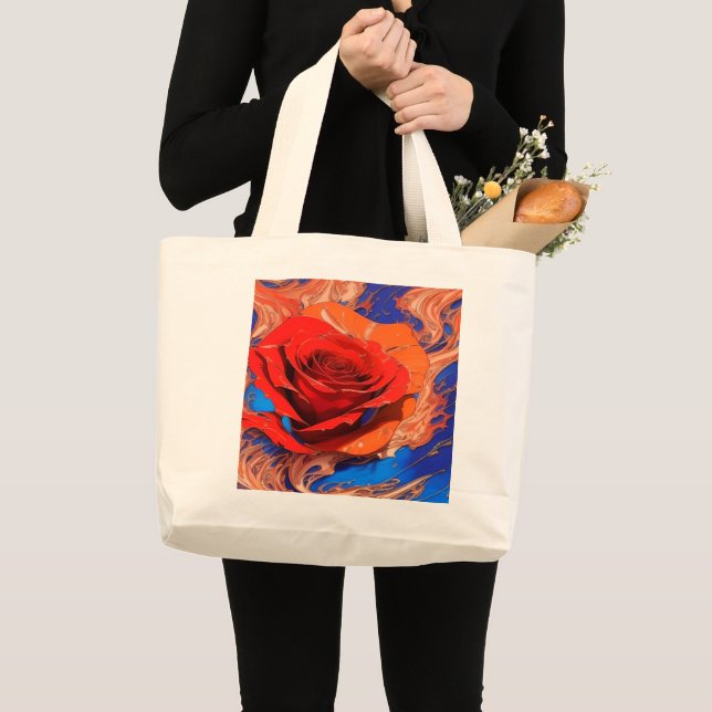 Artistic Abstract Marbled Rose  Large Tote Bag (Front (Product))