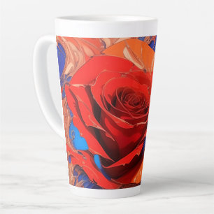 Artistic Abstract Marbled Rose Latte Mug