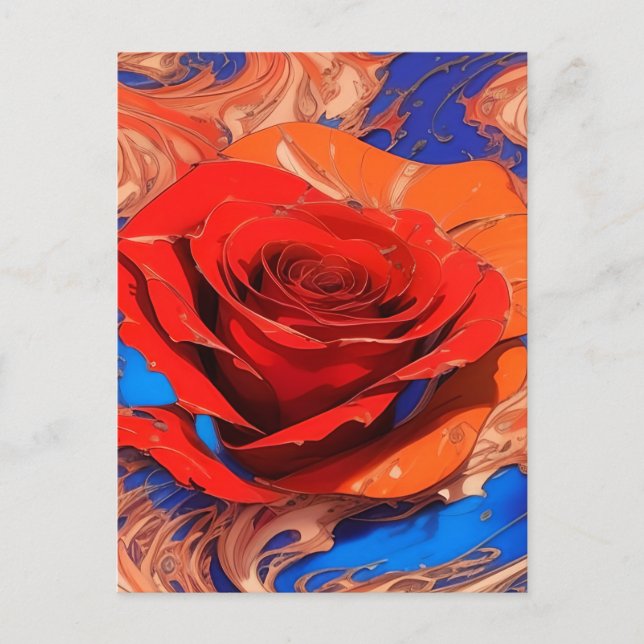 Artistic Abstract Marbled Rose   Postcard (Front)