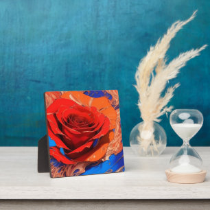 Artistic Abstract Marbled Rose Tabletop  Plaque