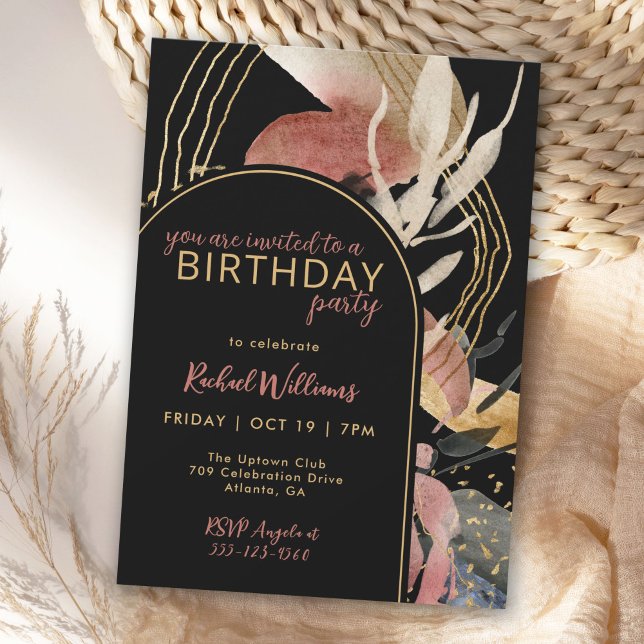 Artistic Abstract Modern Stylish Birthday Party Invitation (Available in printed or digital download!)