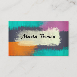 artistic abstract paint stroke design colourful business card
