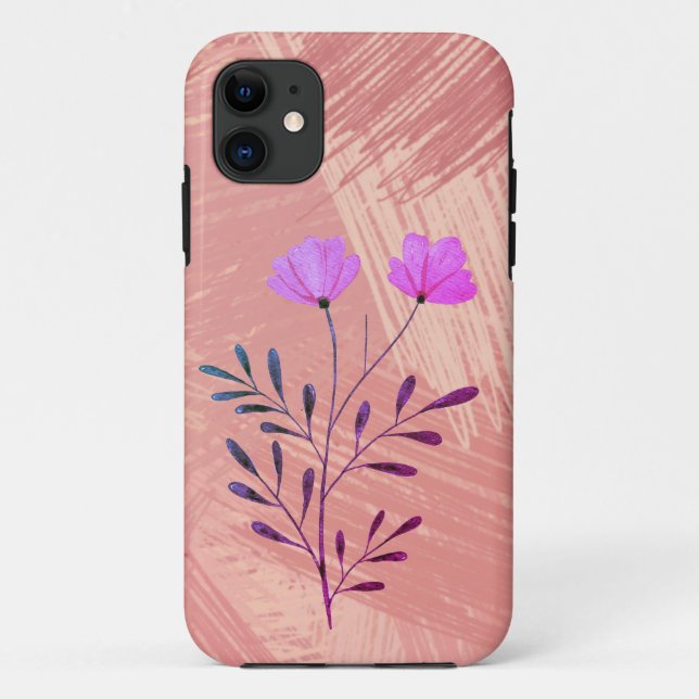 Artistic Abstract Pink Paint Brush Lavender Flower Case-Mate iPhone Case (Back)