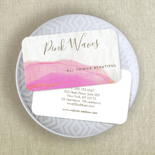 Artistic Abstract Pink Watercolor Wood Business C Business Card