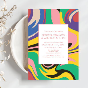 Artistic Abstract Vibrant Chic Wedding  Invitation