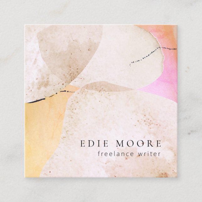 Artistic Abstract Watercolor Art Square Business Card (Front)