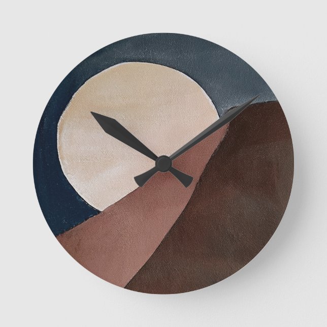 Artistic abstract watercolor painting round clock (Front)