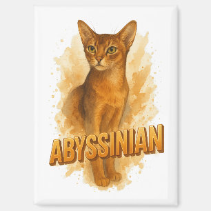 Artistic Abyssinian Cat Illustration Watercolor Magnet