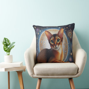 Artistic Abyssinian Cat,  Modern Abyssinian Kitten Cushion