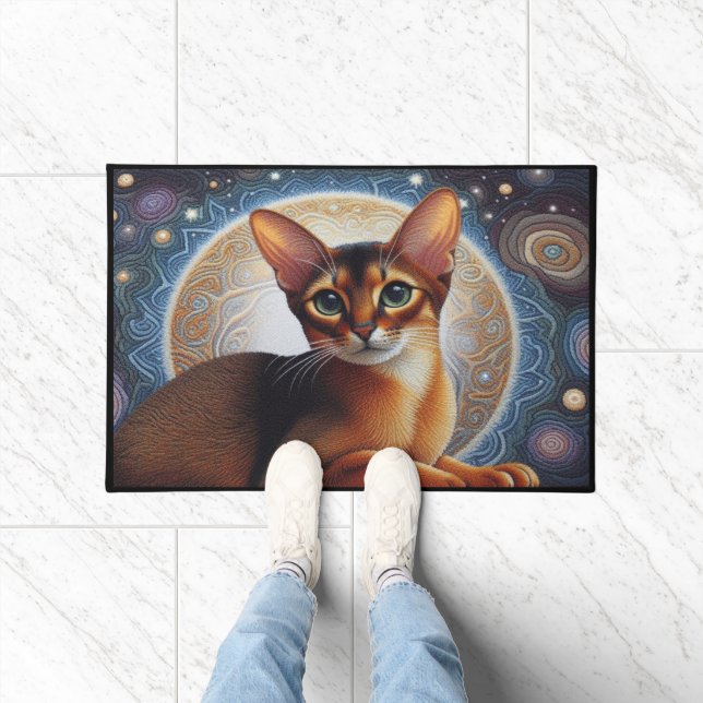 Artistic Abyssinian Cat,  Modern Abyssinian Kitten Doormat (Indoor)