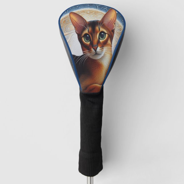 Artistic Abyssinian Cat,  Modern Abyssinian Kitten Golf Head Cover (Front)