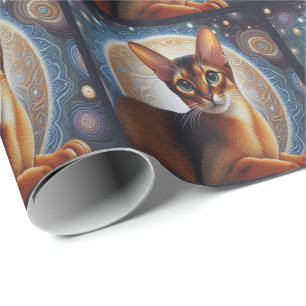 Artistic Abyssinian Cat, Modern Abyssinian Kitten Wrapping Paper