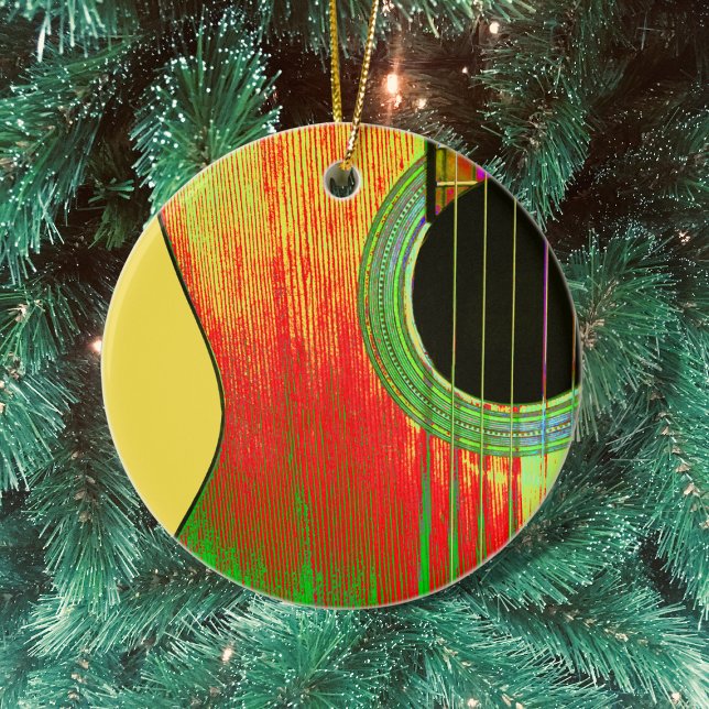 Artistic Acoustic Guitar Christmas Ornament (Creator Uploaded)