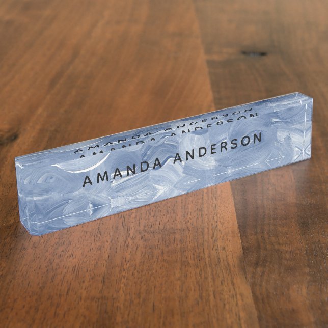 Artistic Acrylic Brushstrokes Personalised   Nameplate (Side)