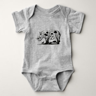 Artistic African Rhino Tree Art Wild Nature Baby Bodysuit