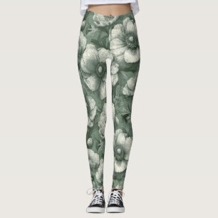 Artistic Anemones Floral Gym Attire Leggings