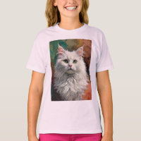 Artistic Angora Cat Portrait Vibrant Oil Painting