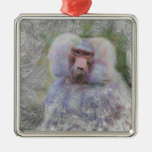 artistic animal baboon metal tree decoration
