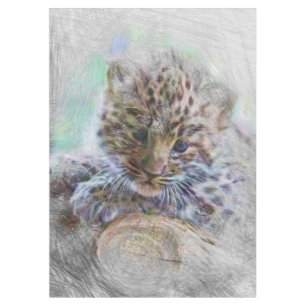 artistic animal baby leopard tablecloth