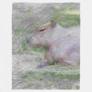 artistic animal capybara fleece blanket