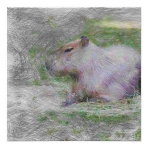 artistic animal capybara poster
