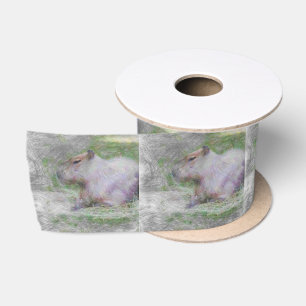 artistic animal capybara satin ribbon