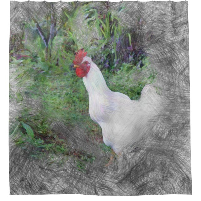 artistic animal chicken shower curtain (Front)