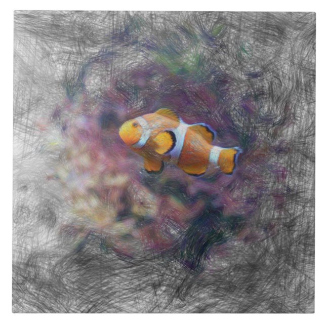 artistic animal clown fish tile (Front)