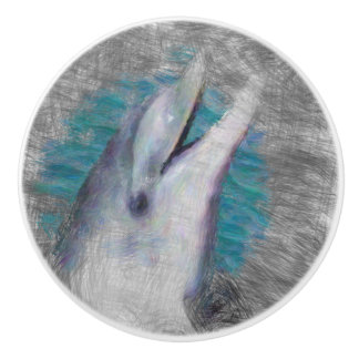 artistic animal dolphin ceramic knob