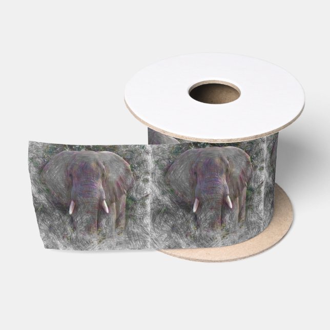 Artistic Animal Elephant Satin Ribbon (Spool)
