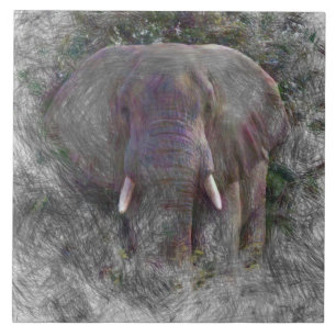 Artistic Animal Elephant Tile