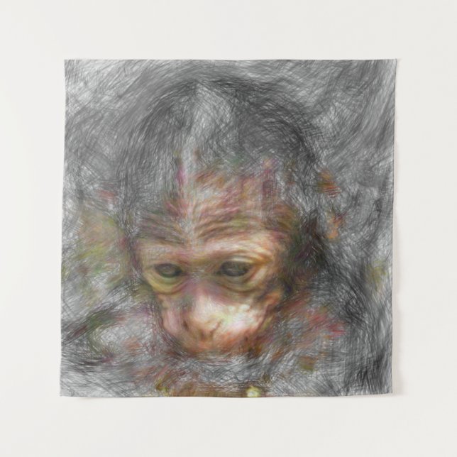 artistic animal monkey baby tapestry (Front)