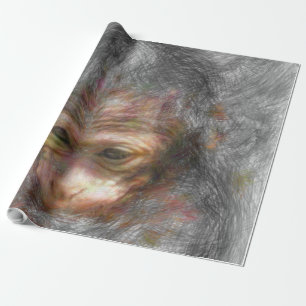 artistic animal monkey baby wrapping paper