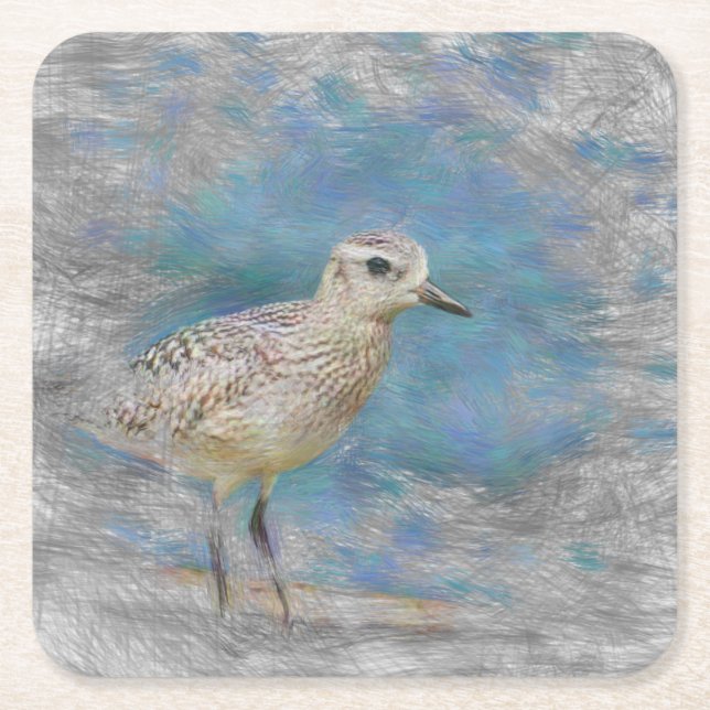 artistic animal small bird square paper coaster (Front)