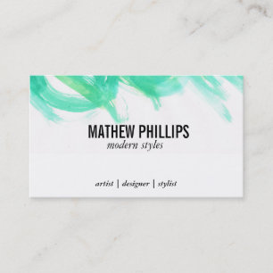 Artistic Aqua Blue Business Card
