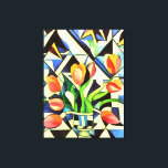 Artistic Art Deco Style Tulips Canvas Print<br><div class="desc">Artistic Art Deco Style Tulips is a geometric style painting of red spring flowers on a blue background. A dramatic and flamboyant design for birthdays, anniversaries, and national tulip day: for gardeners, florists, and tulip lovers. Tulips are ideal for the 11th wedding anniversary, July birthdays, national tulip day, and Mother's...</div>