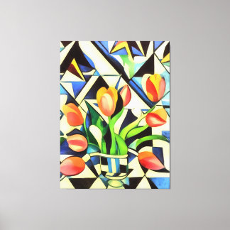 Artistic Art Deco Style Tulips Canvas Print