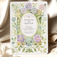 Artistic Art Nouveau Dahlia Stained Glass Wedding