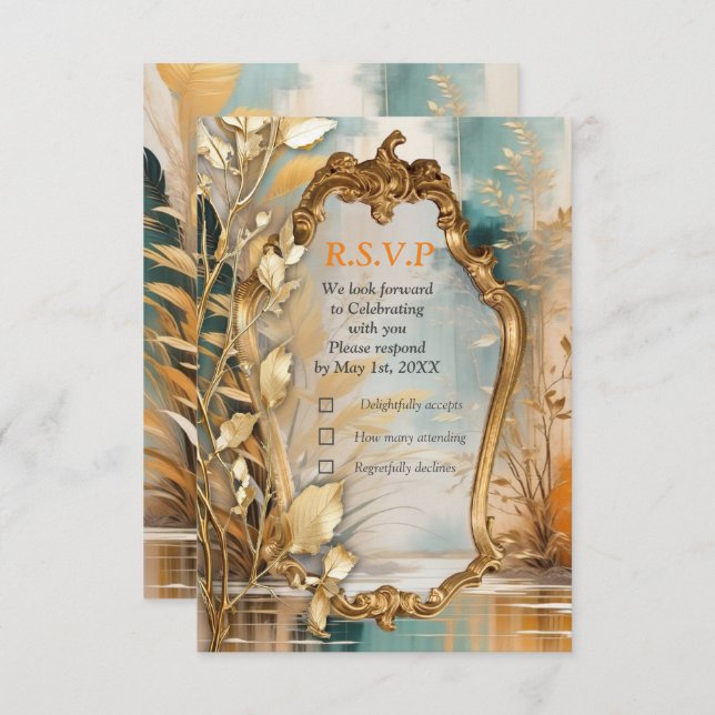 Artistic Asian Oriental  Sceneries RSVP Card (Front/Back)